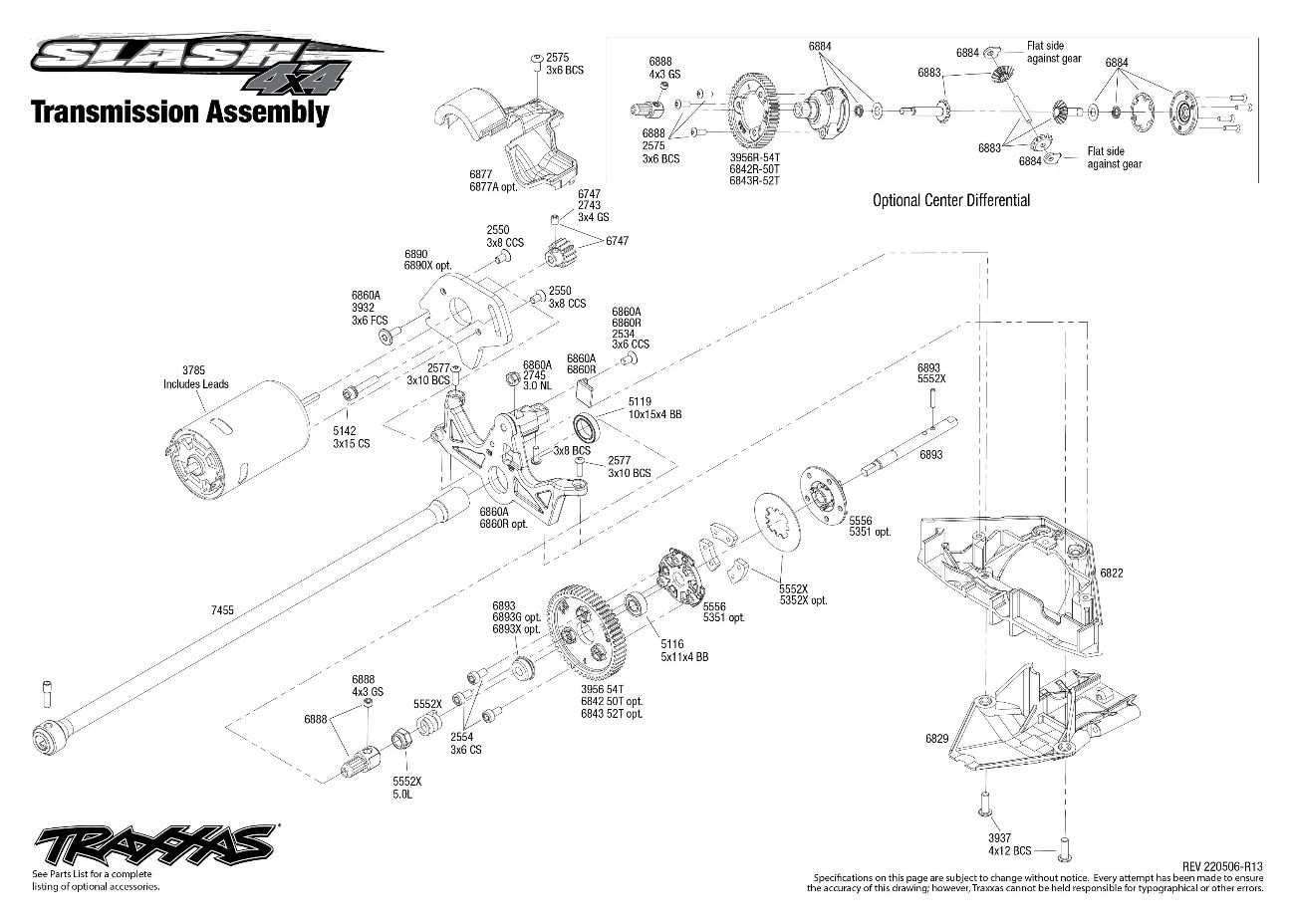 Slash 4X4 (68054-1) Transmission Assembly Exploded View Slash 4X4 (68054-1) Transmission Assembly Exploded View
